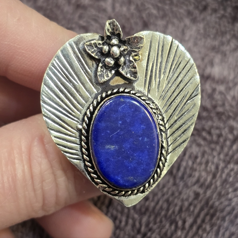 Vintage style, boho, Victorian style silver plated natural stone ring 8